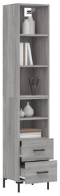 Credenza Grigio Sonoma 34,5x34x180 cm in Legno Multistrato