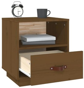 Comodini 2 pz miele 40x34x45 cm in legno massello di pino