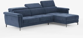 Capri Divano letto angolare con penisola contenitore e poggiatesta reclinabili - elegante tessuto smacchiabile T30