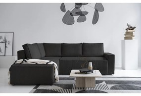 Divano letto angolare in velluto a coste color antracite Brave Dave - Miuform