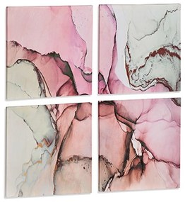 Set di 4 quadri Tela Rosa Marmo 35 x 7 x 35 cm (6 Unità)