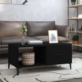 Tavolino Da Salotto Nero 90x50x40 Cm İn Legno Multistrato /
