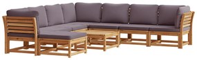 Set salotto giardino 9 pz con cuscini legno massello di acacia