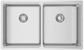 Lavello 2 vasche RODI Una 75 inox L 44 x L 74 x P 20 cm argento
