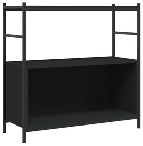 Libreria nera 80x30x78,5 cm in legno multistrato e ferro