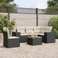 Set Divano da Giardino 6 pz con Cuscini Nero in Polyrattancod mxl 112265