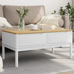 Tavolino Floro Bianco 99x55,5x45 Cm İn Legno Di Pino /