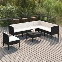 Set Divani da Giardino 8 pz con Cuscini in Polyrattan Nero 3094440