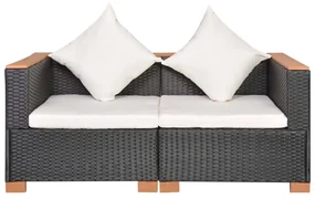 Divano da giardino in polyrattan nero