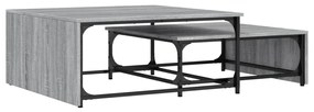 Tavolini impilabili 2pz grigio sonoma in multistrato e metallo