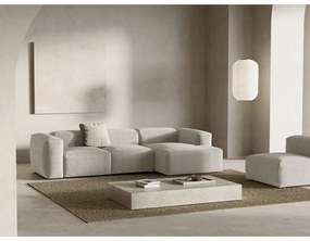 Divano angolare beige (con penisola a destra/con chaise lounge) con rivestimento in velluto a coste Bergamo – Cosmopolitan Design