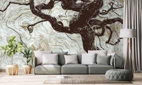 Carta da parati – Albero Astratto su Legno