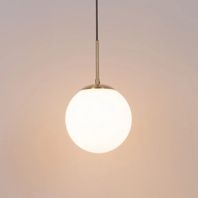 Lampada a sospensione Art Déco oro con vetro opale con adattatore per binario bianco monofase - Slimline Flore