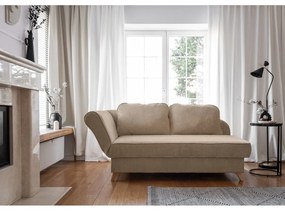 Chaise longue grigio tortora (con penisola a sinistra) con rivestimento in velluto a coste Chic Charlotte – Miuform