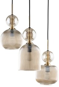Lampadario a sospensione SOPHIA 3xE14/10W/230V nero/beige fumé