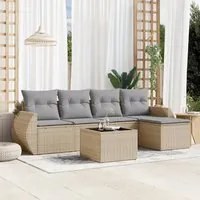 Set Divano da Giardino 6 pz con Cuscini Beige in Polyrattan 3221298