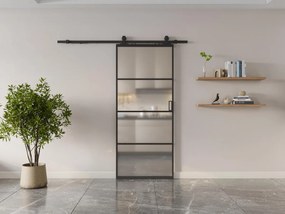 Porta scorrevole esterno muro H205 x L73 cm Alluminio e Vetro temperato smerigliato - SINCA II