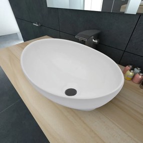Lavello İn Ceramica Di Lusso Bianco Ovale 40 X 33 Cm /