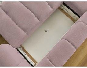 Divano angolare rosa allungabile e con contenitore (penisola a sinistra/chaise lounge) con rivestimento in ciniglia Fuji – Bobochic Paris