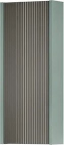 Pensile bagno Niwa cannettato laccato opaco verde timo con vetro grigio carbone, 1 anta P17 x L30 x H78.5 cm