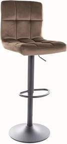 Sgabello bar C105 Velvet in velluto beige scuro Bluvel con struttura in metallo nero opaco – 42x96 cm