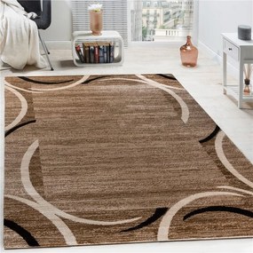 Tappeto di Design a Pelo Corto Forme Astratte Colori Assortiti  Colore Marrone, Dimensioni cm 160x220