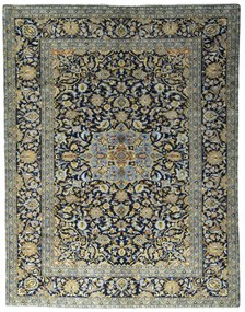 Kashan Tappeto 210 x 270 Blu (Iran) Annodato A Mano