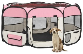 Box per cani pieghevole con borsa trasporto rosa 145x145x61 cm