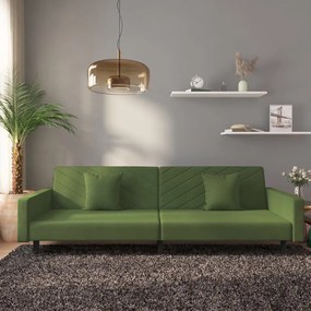 Divano Letto A 2 Posti Con 2 Cuscini Verde Scuro İn Velluto /