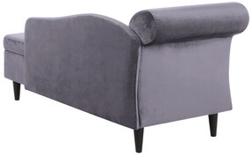 Chaise longue velluto grigio scuro e legno scuro sinistra LUIRO Beliani