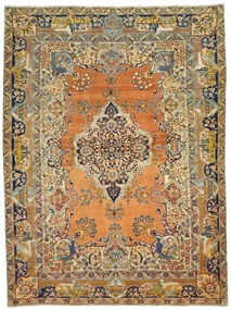 Tabriz Tappeto 140 x 190 Giallo (Iran) Annodato A Mano