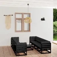 Set Divani da Giardino 9 pz con Cuscini Legno Massello di Pino 3076428