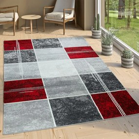 Tappeto arredo moderno soggiorno a pelo corto Marble  Colore Rosso, Dimensioni Tappeti cm 240x340