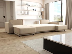 Divano letto angolo a panoramico in Tessuto Beige - NESSARO
