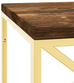 Tavolino salotto in acciaio inox e legno massello di recupero