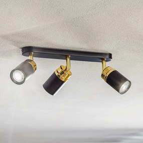 Luminex Spot soffitto Reno, 3 luci, nero/oro