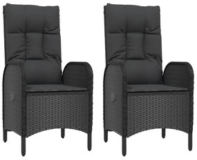 Sedie da giardino 2 pz in polyrattan nero