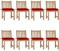 Sedie da Giardino con Cuscini 8 pz in Legno Massello di Teak 3073163