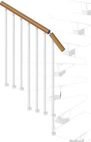Balaustra in kit IRIS Vida Giro in legno bianco, corrimano in legno faggio, L 120 cm fissaggio a parete