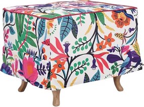 Pouf sfoderabile imbottito in velluto stampato bianco fantasia fiori