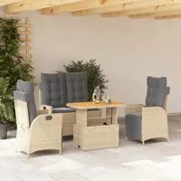 Set da Pranzo da Giardino 4 pz con Cuscini Beige in Polyrattan 3277492