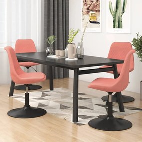 Sedie Da Pranzo Girevoli 4 Pz Rosa İn Velluto /