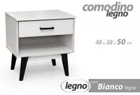 Comodino bianco 1 cassetto piedini neri cm 48 x 38 x 50 h