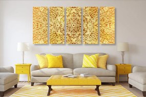Quadri 5 pezzi – Mandala etnica dorata