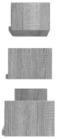 Mensole espositive a parete 3pz grigio sonoma legno multistrato