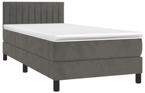 Letto a Molle con Materasso e LED Grigio Scuro 80x200cm Velluto