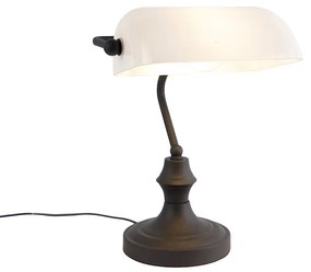 Lampada da notaio classica nera con vetro opalino - Banker