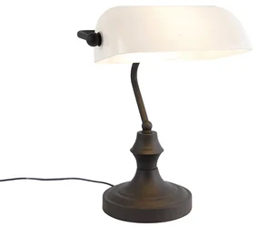 Lampada da notaio classica nera con vetro opalino - Banker