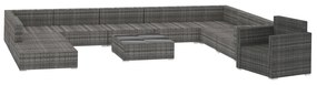 Set Divani da Giardino 11 pz con Cuscini in Polyrattan Grigio