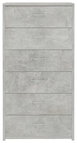 Credenza con 6 cassetti grigio cemento 50x34x96cm in truciolato